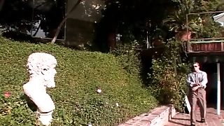 Blonde Lea Moore Has Backdoor Sex In The Garden Outdoors
