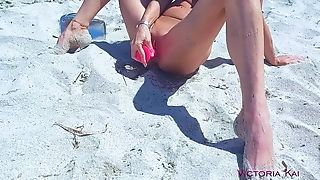 Horny Wifey In Act With A Fuck Stick On The Beach Victoria Kai